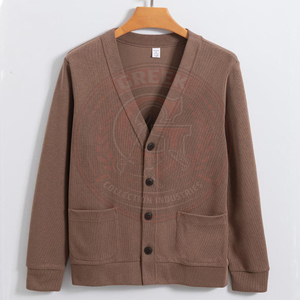 Collection grecque IND – Cardigan en acrylique tricoté à col en V pour homme et femme, manches longues, fermeture boutonnée, style décontracté pour l'école - Product Image 5
