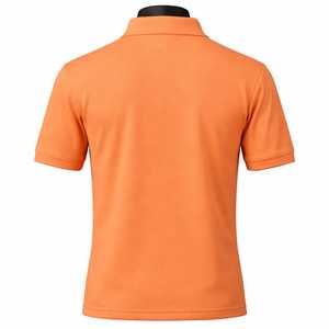 Men's <b>Orange</b> Short Sleeve <b>Polo</b> Shirt Cotton Pique Knitted Casual Fit Regular Length Breathable Solid Color Design - Product Image 2