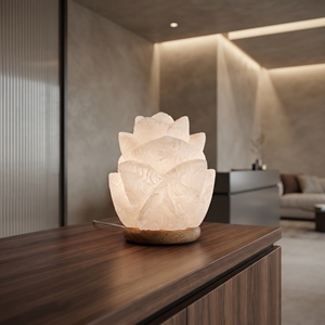 Handcrafted White <b>Crystal</b> Rose Salt Lamp Natural Himalayan Flower Light for Bedroom Nightstand Home Decor - Product Image 4