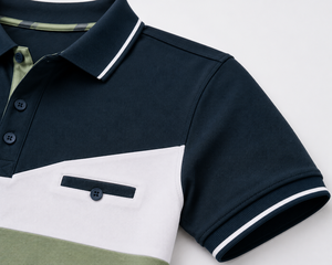 Chemise Homme à Panneaux Contrastants Unis, Manches Courtes, Style Golf Décontracté, en Toile Premium, Couleurs Personnalisables OEM ODM - Product Image 5