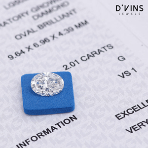 Diamantes D'vins, Color D, Claridad VS, 2 Quilates, Diamante Cultivado en Laboratorio CVD, Corte Ovalado, Relleno para Joyería - Product Image 2