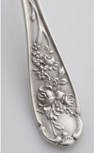 Fourchette de table classique plaquée argent avec manche à motif floral, en acier inoxydable poli miroir, pour occasions de mariage - Product Image 3