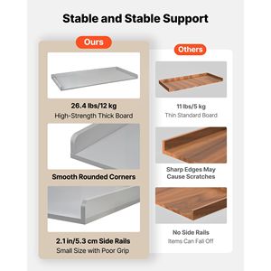 Piano d'appoggio in legno impermeabile 54 x 27,5 pollici per lavatrice/asciugatrice con 2 ganci e bordo superiore per montaggio a parete - Product Image 6