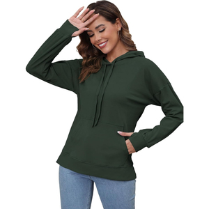 Sweat-shirts épais et chauds pour femmes, à capuche, avec broderie et impression sur le devant, vêtements décontractés en polaire polyester/coton, logo personnalisé - Product Image 4