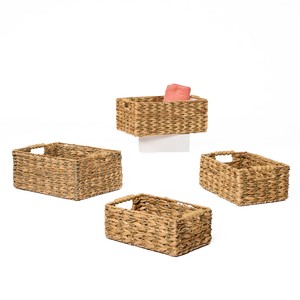 Water Hyacinth Vintage Rectangle Basket Eco Woven Handcrafted Organizer Home Kitchen <b>Bath</b> Leading Natural Material Trend Export - Product Image 3