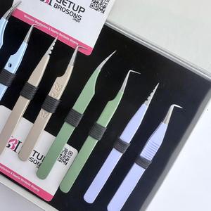 GETUP BROSONS IMPEX Pince à épiler pour cils en acier inoxydable de précision, antistatique, à pointe lisse de 10 mm, ensemble avec emballage en boîte avec logo - Product Image 3