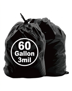 Bolsas de Basura Resistentes TH GB-027 Negras de 3 Mil HDPE para Uso Industrial, Comercial, Limpieza de Patios y Construcción, Resistentes a Desgarros y Selladas con Calor - Product Image 1