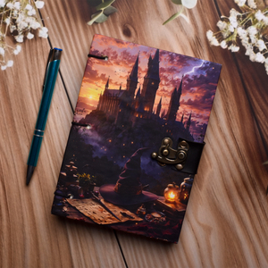 A5 Wizard Castle Fantasy Design Handmade Paper <b>Notebook</b> Lock <b>Diary</b> 200 Page Double Side Writing Eco Friendly Premium Magic Theme - Product Image 5