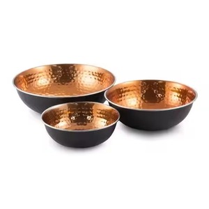 Bol de service en cuivre pour table, récipient alimentaire en métal pour salle à manger, restaurant, hôtel, réception de mariage, banquet, fête, traiteur - Product Image 1