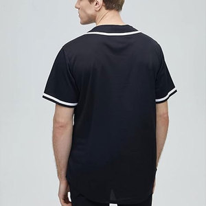 Jersey de Béisbol Personalizado de Alta Calidad al Por Mayor, Cuello en V, Corte Ajustado, Manga Corta, Algodón, Color Sólido - Product Image 2
