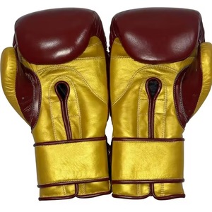 No Boxing No Life Boxing Gloves Maroon Gold PU Leather Velcro Closure Breathable Training Gear for Adults - Product Image 2