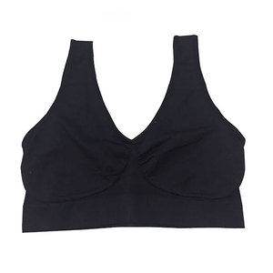 Women Seamless V-Neck Racerback Sports <b>Bra</b> Medium Support Solid <b>Blue</b> Yoga Top - Product Image 2