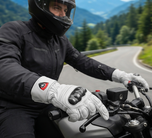 Gants de moto DUMELA INTERNATIONAL de haute qualité, vintage, en cuir véritable blanc, doublure en coton, pour l'extérieur, longueur jusqu'au coude - Product Image 5