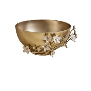 Bol martelé en métal doré fait main avec décor floral argenté, vaisselle de mariage orientale, bols de service pour collations - Product Image 5