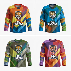 Camiseta Sublimada de Hockey sobre Hielo para Hombre, Manga Larga, Cuello en V, Poliéster que Absorbe la Humedad, Ropa Deportiva, Corte Regular - Product Image 1