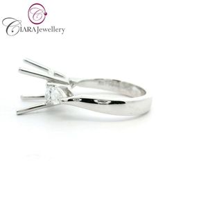 DIRECT FACTORY 18K AU750 CLASSIC WHITE GOLD NATURAL DIAMOND 3.00CT CENTER <b>TWO</b> PEAR SIDE THREE <b>STONE</b> <b>RING</b> MOUNTING Wedding Party - Product Image 2