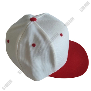 SIBRIN Unisex 6-Panel Baseball Cap White Red Contrast Color Fitted Color Twill Fabric Casual Baseball <b>Hat</b> <b>Flat</b> Brim Strapback - Product Image 2