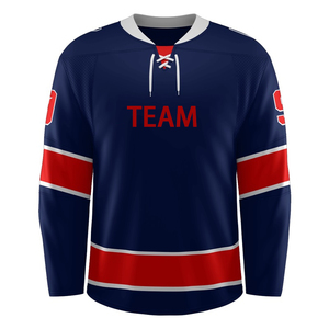 Maillot de hockey sur glace personnalisé sublimé pour homme, violet et rouge, avec nom d'équipe, manches longues, respirant, en polyester, coupe classique, service OEM - Product Image 5
