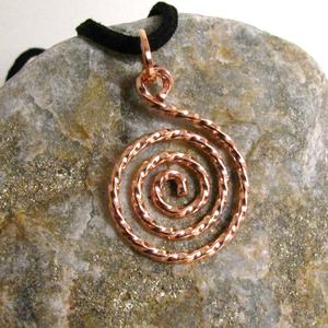 Vintage Spiral Copper Pendant on Unisex Hand-Woven Leather Rope Necklace Boho Pentagram <b>Jewelry</b> Link Chain for Women's Gift - Product Image 1