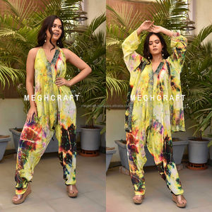 ชุดมินิเดรสผ้าไหมอินโดเวสเทิร์นสองชั้นสำหรับผู้หญิง - ชุดเดรสชายหาดคอ halter สไตล์โบฮีเมียนไซส์พลัส - Product Image 4