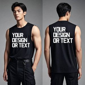 GURUNA-Z-INDUSTRY Custom Breathable Cotton Washed Crew Neck <b>Tank</b> <b>Top</b> <b>Men</b> Sleeveless Tee Ribbed Hem Casual Streetwear Embroidery - Product Image 2