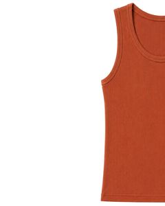 Manufacturer Custom <b>Rust</b> Orange Ribbed Cotton Men Tank <b>Top</b> Sleeveless Casual Slim Fit Summer Gym Vest Stretch Undershirt Custom - Product Image 3