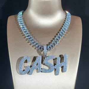 Moissanite Letter Pendant Necklace Full Iced Cuban <b>Chain</b> Hip Hop <b>Name</b> Jewelry for Men Women Gift - Product Image 2