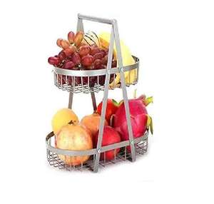 Panier à fruits en acier inoxydable élégant et fonctionnel à plusieurs niveaux pour le rangement sur le comptoir de cuisine, en métal - Product Image 1