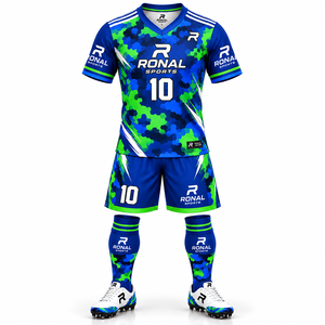 Maillots de football personnalisés de haute qualité pour hommes, respirants, à manches courtes, ensembles d'uniformes d'équipe de football, séchage rapide, couleurs, logo - Product Image 1