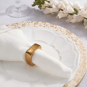 Anneau de serviette carré moderne en laiton, 2,5 cm de large, décor de table en métal doré - Product Image 4