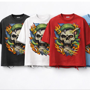 เสื้อยืดสตรีทแวร์ลายกราฟิกผู้ชายทรงโอเวอร์ไซส์ ผ้าหนา 100% คอตตอน 220 กรัม เป็นมิตรกับสิ่งแวดล้อม พิมพ์ลายด้านหน้าตามสั่ง ผ้าแฟลนเนล แบรนด์ส่วนตัว - Product Image 1