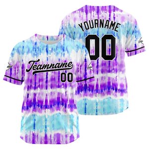 Custom Tie Dye <b>Baseball</b> Jersey Unisex Short Sleeve Button Front Full Print Breathable Polyester Sports Shirt Adult - Product Image 1