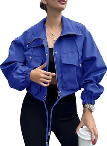 Chaqueta Safari Negra Unisex, Informal, Holgada, de Poliéster, para Invierno, de Color Sólido, Largo Regular, Transpirable y Ligera - Product Image 5