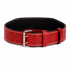 Cinturón de Fitness de Cuero Vacuno Genuino SAAR INDUSTRIES para Sentadillas y Peso Muerto, Cinturón de Powerlifting Rojo Personalizado, Profesional y Resistente - Product Image 2