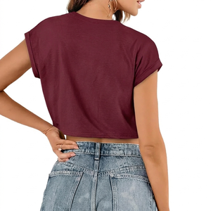 Camisetas Cortas de Alta Calidad para Mujer, Transpirables, de Secado Rápido, Último Diseño, Estampado a Cuadros, Talla Grande, Camiseta Corta de Primavera para Mujer - Product Image 6