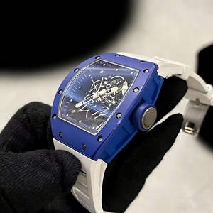 Montre pour homme RM 055, boîtier en céramique bleue, mouvement mécanique manuel, cadran gravé, montre de sport de luxe ultra-légère - Product Image 3
