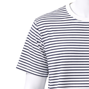 Camiseta a rayas para hombre con logotipo personalizado, bolsillo en contraste, 100% algodón, informal, de manga corta. - Product Image 2