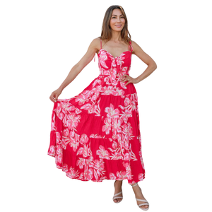 Vestido largo de verano con estampado floral para mujer, estilo línea A - Product Image 1