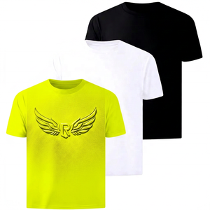 T-shirt à manches courtes pour homme, 100% coton, couleur unie, col rond, coupe classique, jersey tricoté respirant, blanc, noir - Product Image 3