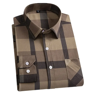 Camisa a cuadros de algodón de manga larga informal para hombre, estilo coreano, ropa elegante y asequible de diseñador - Product Image 6