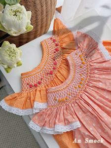 Robe florale pour bébé fille fabriquée au Vietnam, en tissu de coton brodé à la main, aspect lin doux, décontractée, conception personnalisée OEM - Product Image 5