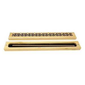 Caja para Incienso de Bambú con Tapa Tallada y Cajón para Incienso Chino en Barra - Product Image 2