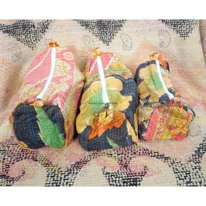 Handmade Cotton kantha cosmetic pouch <b>bag</b> small-<b>Large</b> Kantha with zipper closure <b>Bag</b> Affordable Women's Gifts for women - Product Image 3