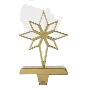 Elegant Gold Metal Star <b>Stocking</b> <b>Holder</b> For Christmas Fireplace Mantel A Perfect Blend Of Functionality And Festive Charm - Product Image 1