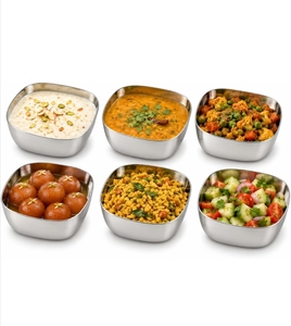 Bol en acier inoxydable de qualité alimentaire, bol de service moderne en métal pour la maison, la cuisine, le restaurant, l'hôtel, la restauration, durable, réutilisable - Product Image 5