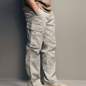 Low Price New High Quality <b>Plain</b> Men Straight Cargo Pant Custom Waist Breathable Lightweight Cotton Fabric for Casual Street - Product Image 2