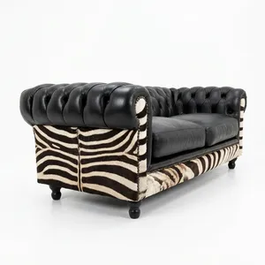 Sofá Chesterfield de Cuero PU, Tapizado, Cuadrado, de Dos Plazas, con Brazos Enrollados y Patas de Madera, Muebles para Sala de Estar - Product Image 6