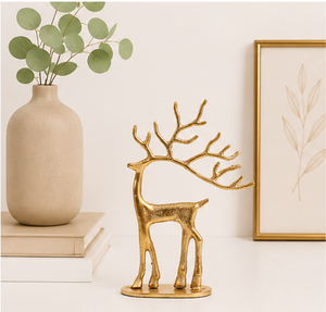 Modern Gold Metal Reindeer Sculpture Handcrafted Aluminum Deer Figurine With Large Antlers For Luxury <b>Christmas</b> Home Decoration - Product Image 4