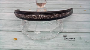 Fronture de luxe en cuir fait main avec cristaux or rose pour équipement d'équitation - Product Image 4