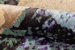 Tapis persan en laine et soie sur mesure de qualité supérieure, tissé à la main, à poils bouclés, avec surface lavable et support antidérapant en PVC - Product Image 5